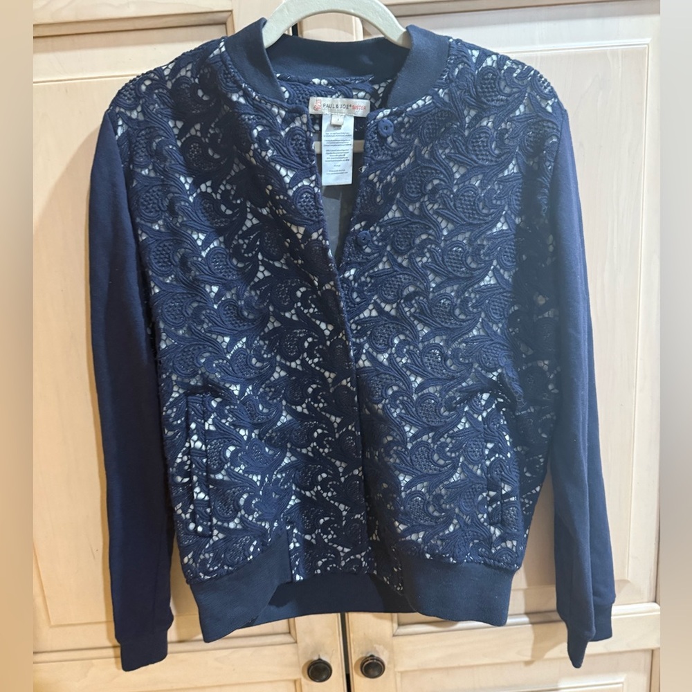 Paul & Joe Sister Navy Lace Bomber Jacket